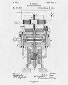 Nikola Tesla Patent Print Vintage Blueprint Electrical Design Poster