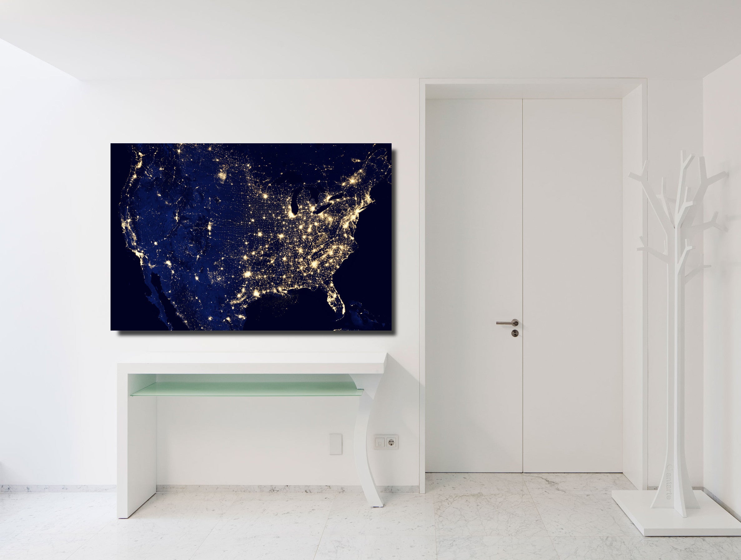 Photographic Art Print, Earth from Space, USA at night