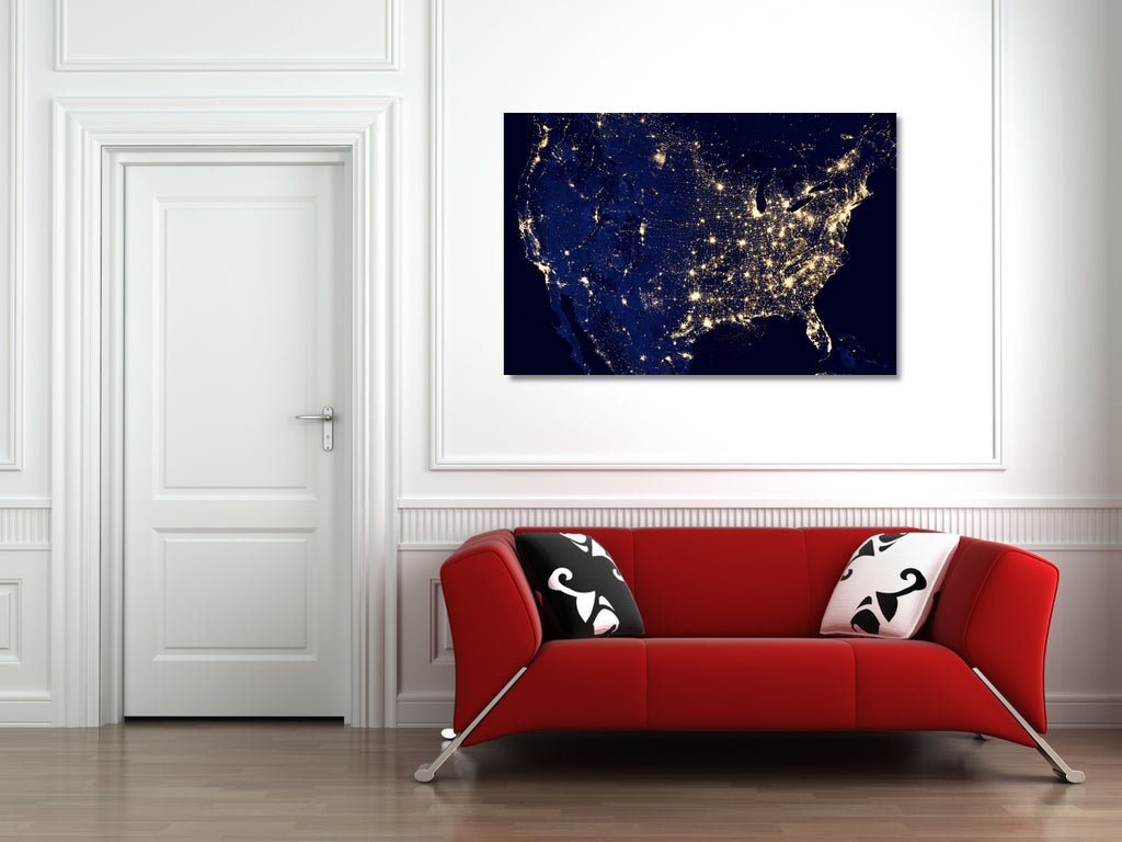 Photographic Art Print, Earth from Space, USA at night