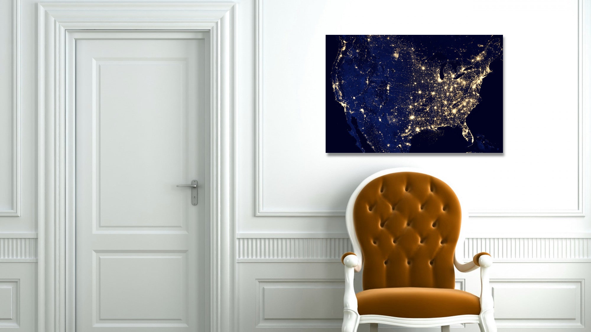 Photographic Art Print, Earth from Space, USA at night