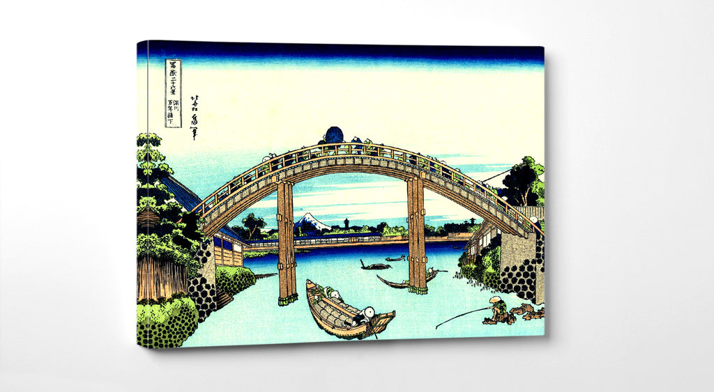 36 Views of Mount Fuji, Under Mannen Bridge at Fukagawa, Katsushika Hokusai, Japanese Print