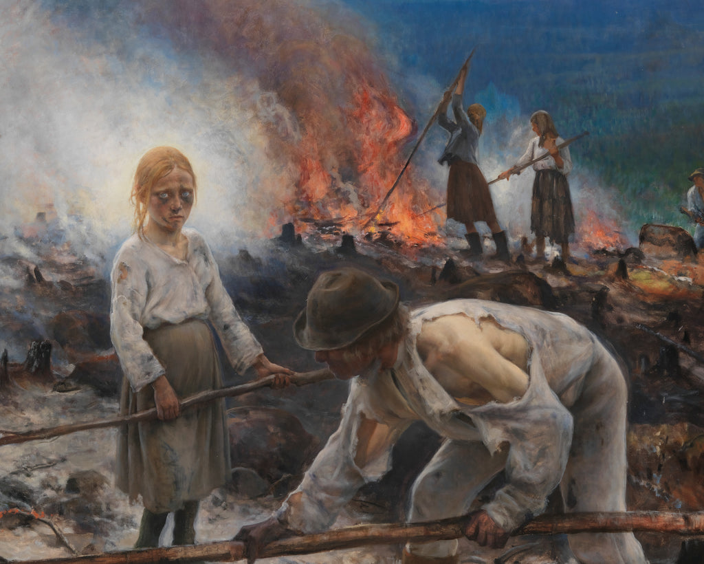 Eero Järnefelt Fine Art Print, Under the Yoke (Burning the Brushwood)