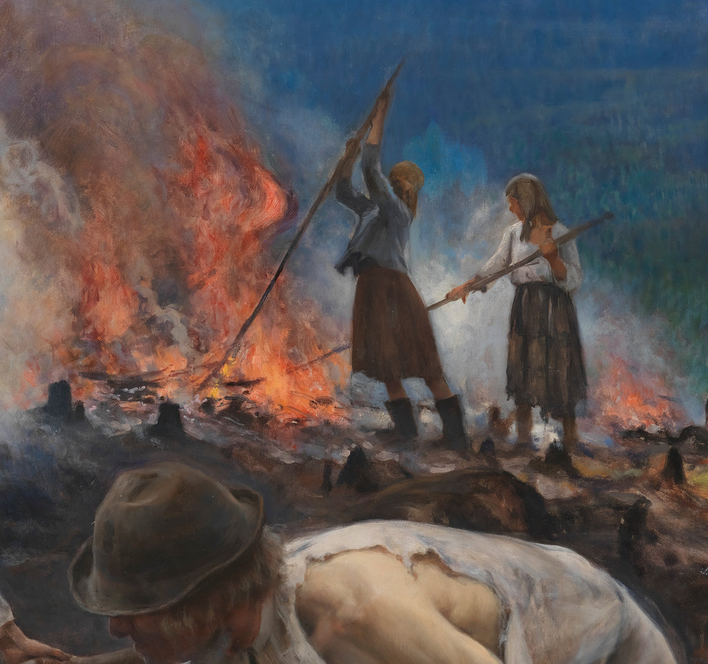 Eero Järnefelt Fine Art Print, Under the Yoke (Burning the Brushwood)