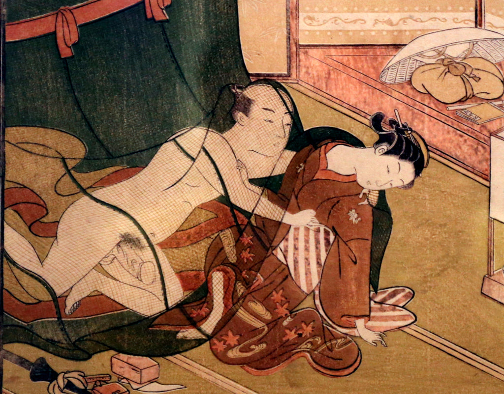 Suzuki Harunobu, Japanese Shunga Art Print : Under the Mosquito Net