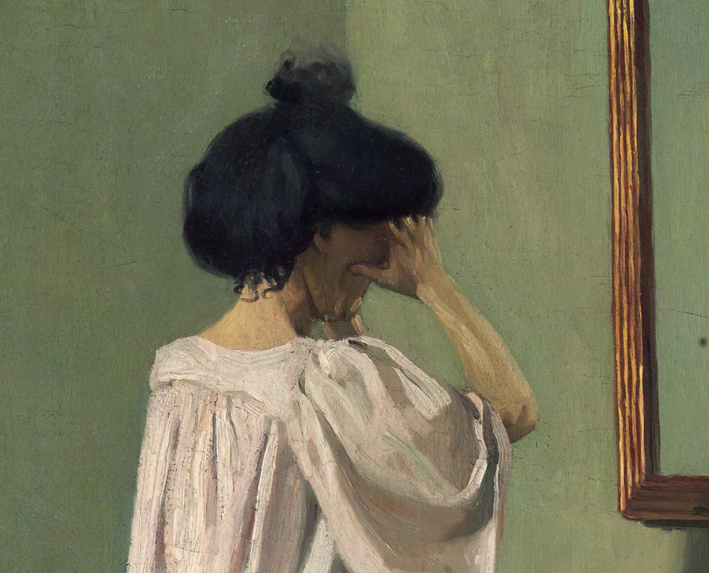 Kneeling in front of a mirror on the divan of the studio in the rue des Belles-feuilles, Félix Vallotton