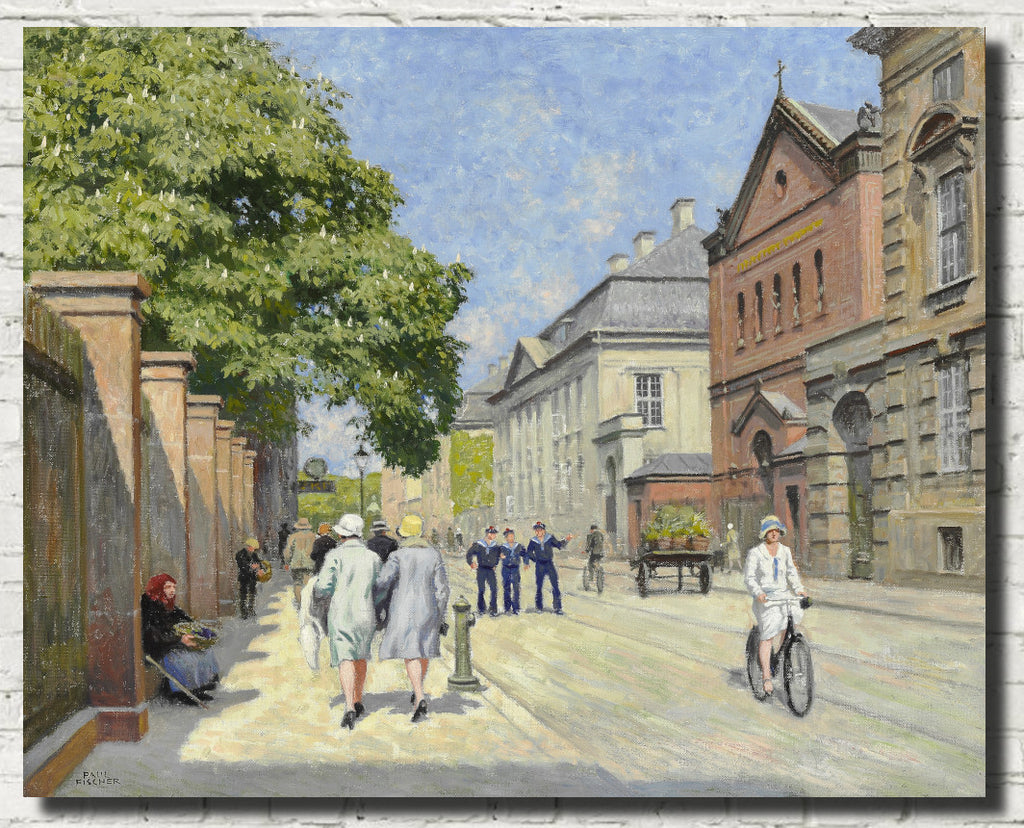 Paul Gustav Fischer Fine Art Print, View from Bredgade at the Church of Saint Ansgar in Copenhagen