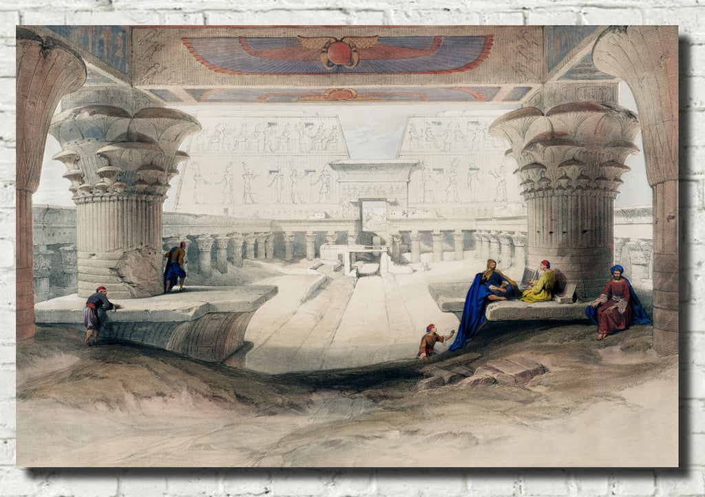 View from under the portico of Temple of Horus at Edfu in upper Egypt, David Roberts Fine Art Print