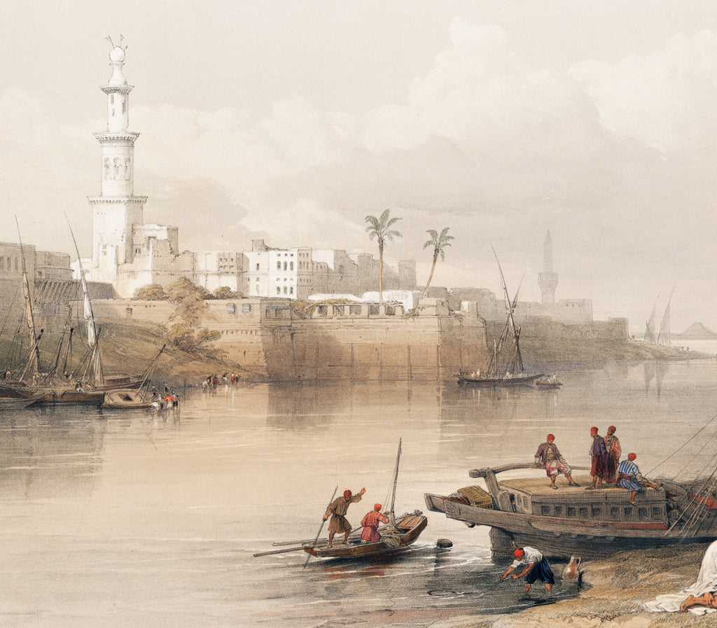 View on the Nile ferry to Giza, David Roberts Fine Art Print