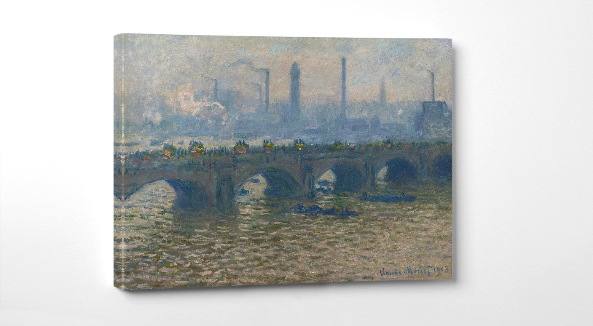 Claude Monet, Waterloo Bridge, Cloudy Weather, Gallery Quality Canvas Reproduction