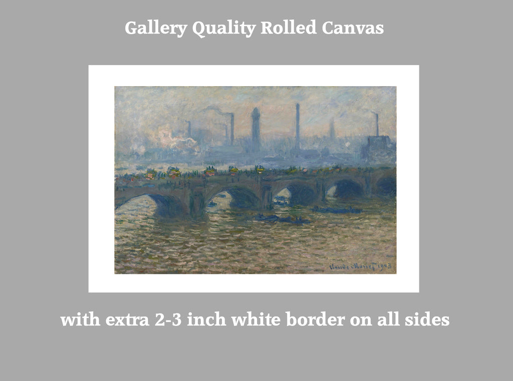 Claude Monet, Waterloo Bridge, Cloudy Weather, Gallery Quality Canvas Reproduction