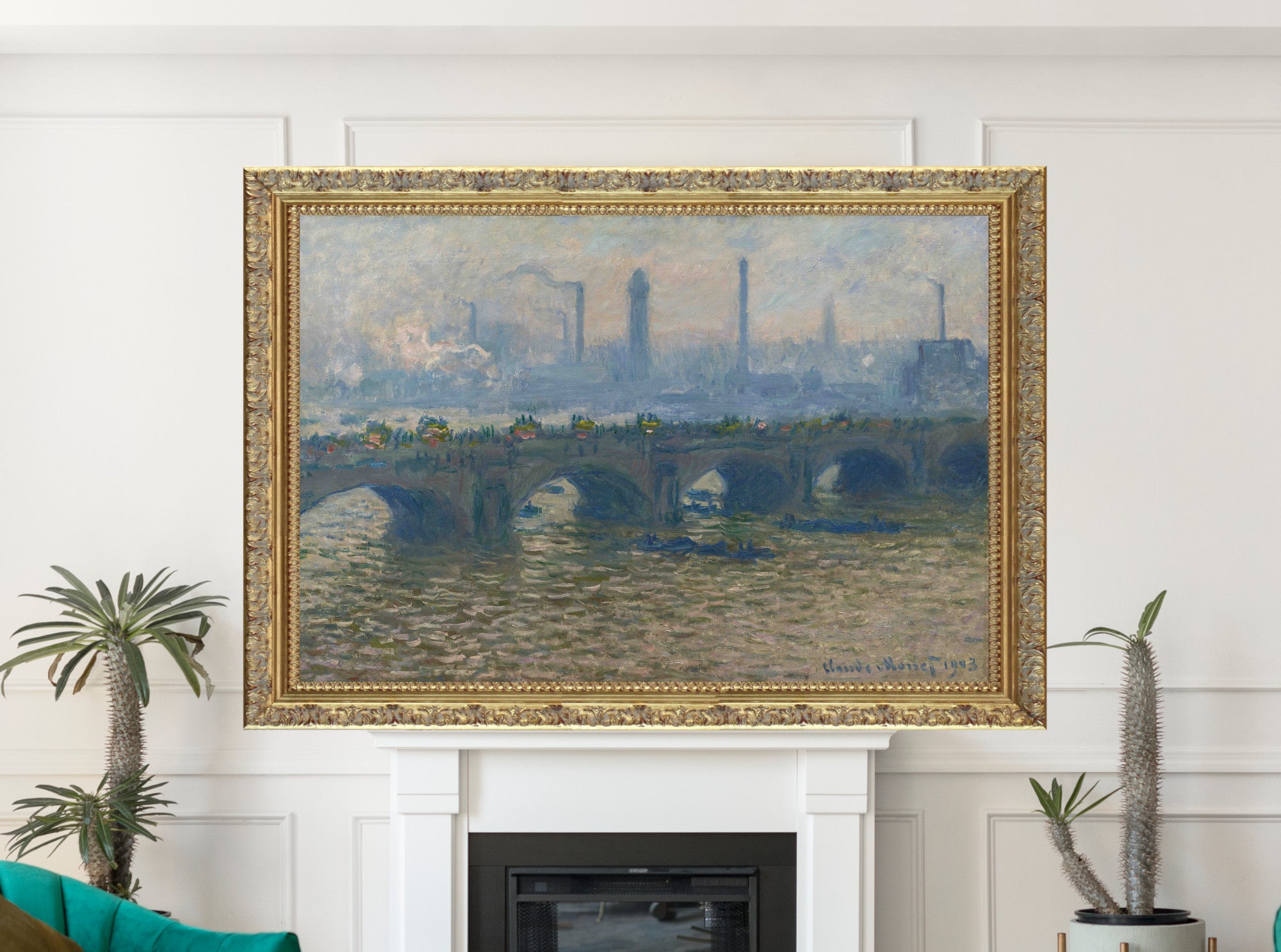 Claude Monet, Waterloo Bridge, Cloudy Weather, Gallery Quality Canvas Reproduction