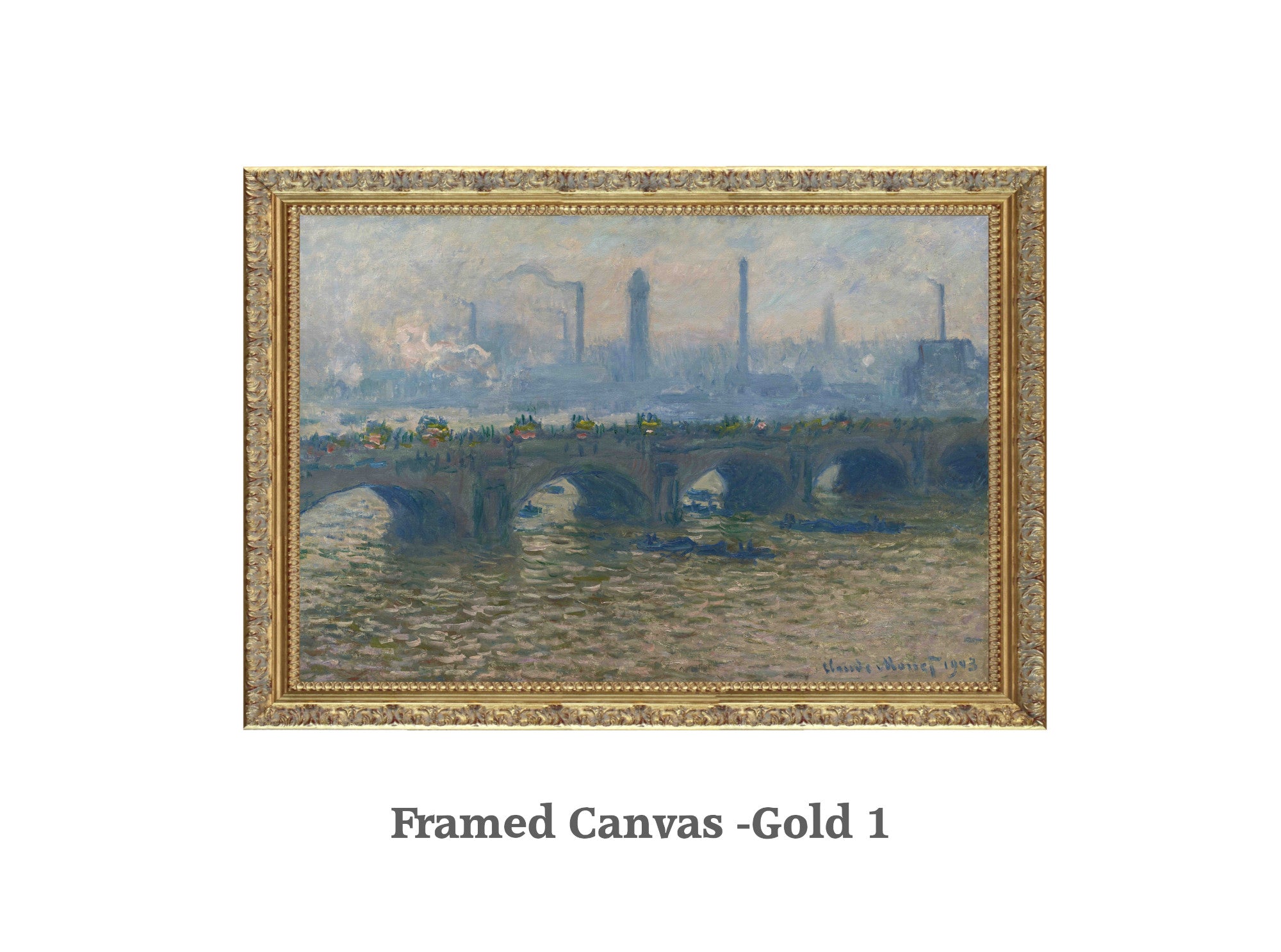 Claude Monet, Waterloo Bridge, Cloudy Weather, Gallery Quality Canvas Reproduction