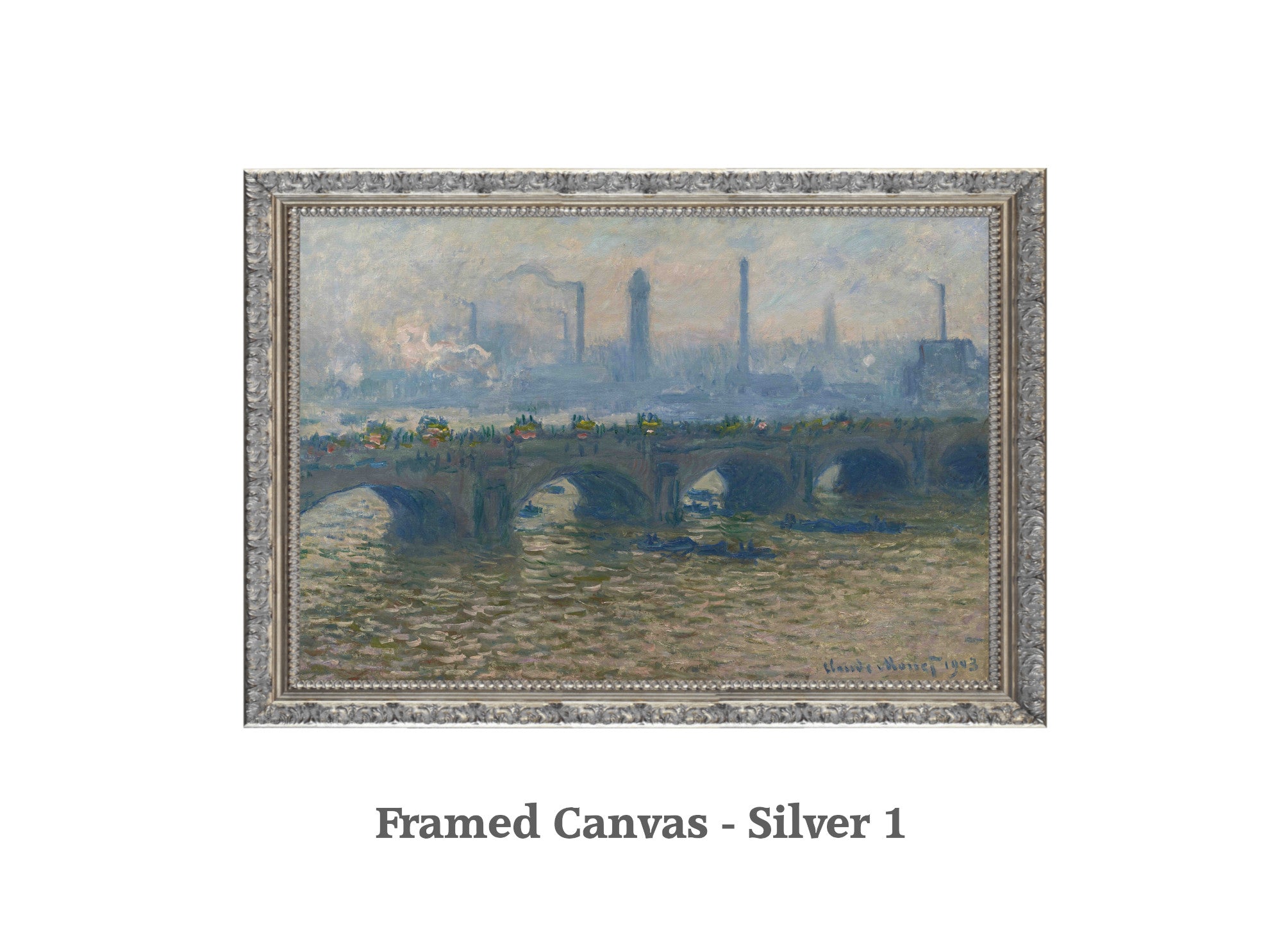 Claude Monet, Waterloo Bridge, Cloudy Weather, Gallery Quality Canvas Reproduction