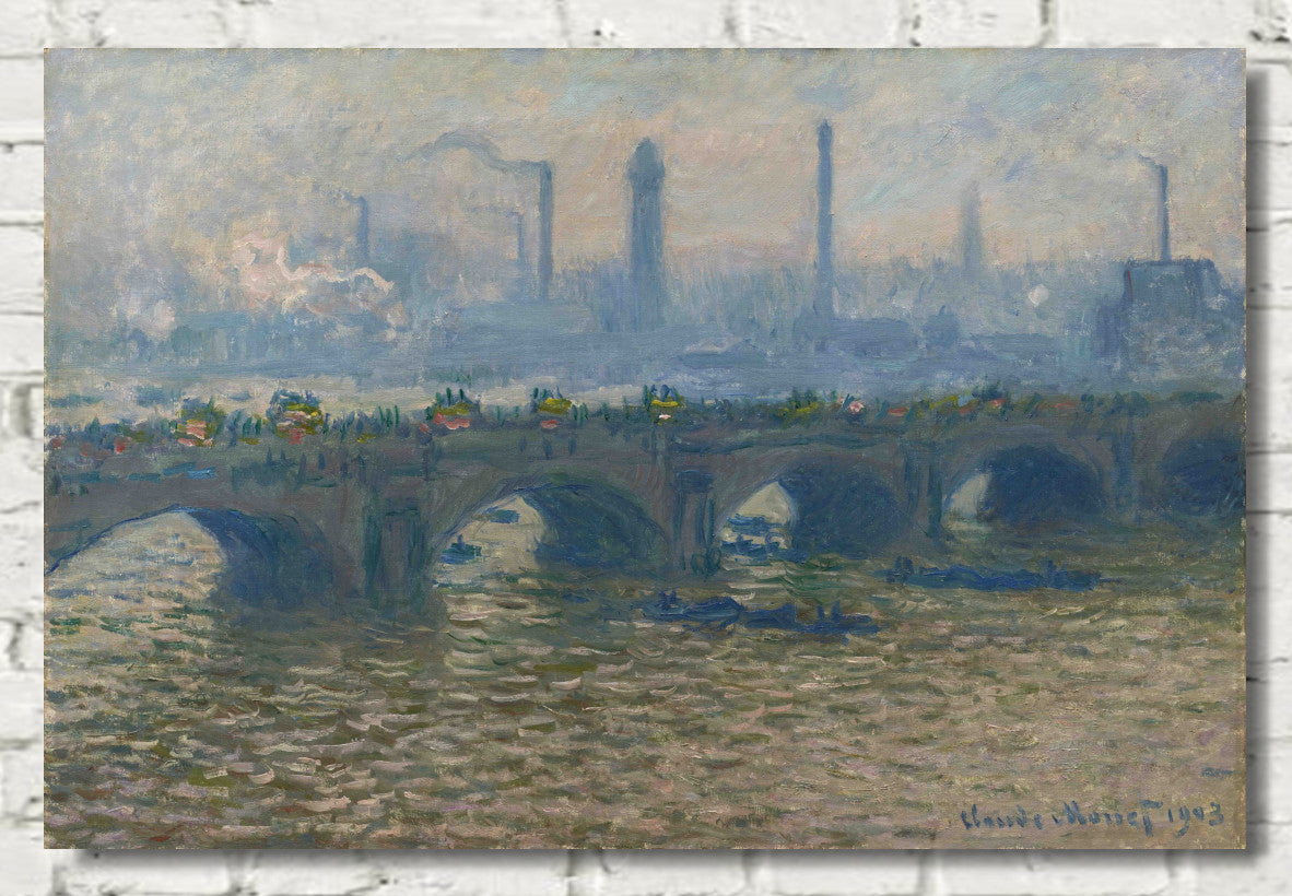 Claude Monet, Waterloo Bridge, Cloudy Weather, Gallery Quality Canvas Reproduction