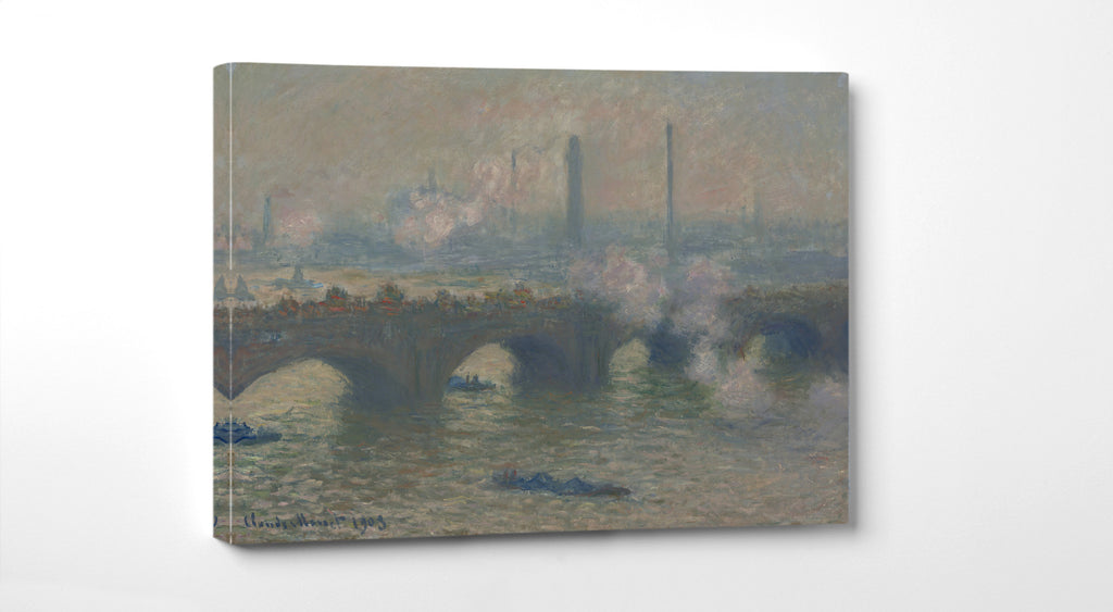 Waterloo Bridge, Grey Day, Claude Monet, Gallery Quality Canvas Reproduction