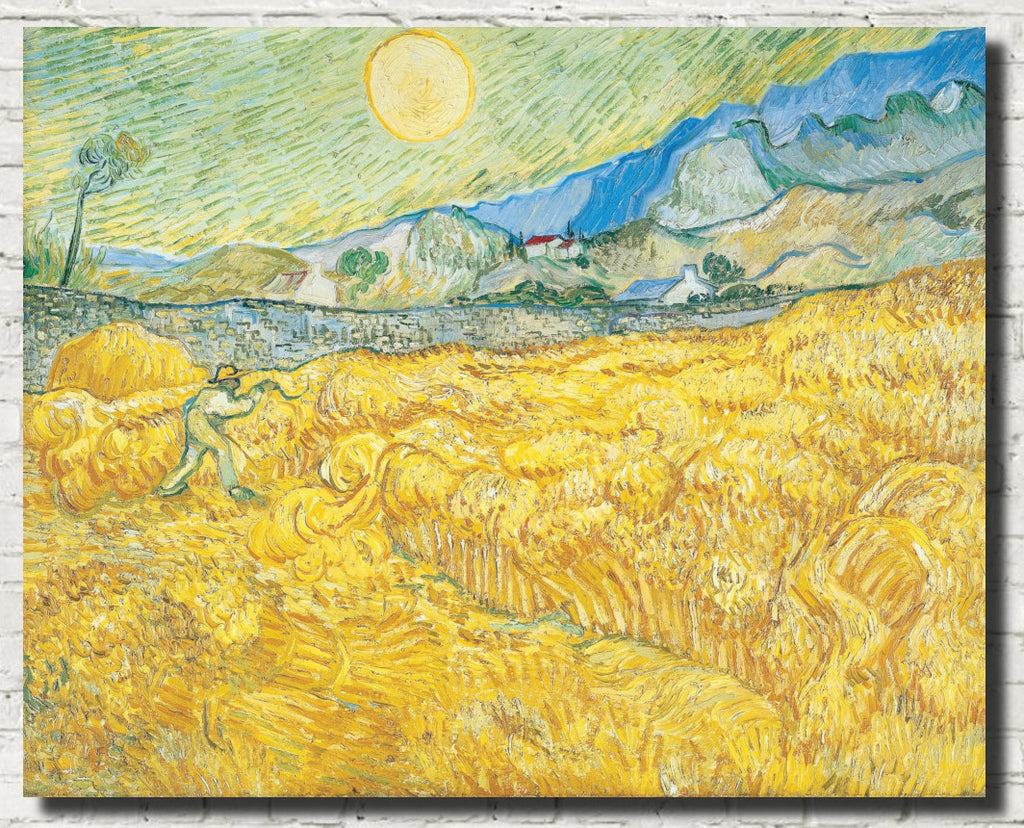 Wheat Field Behind Saint-Paul Hospital with a Reaper, Vincent Van Gogh Fine Art Print