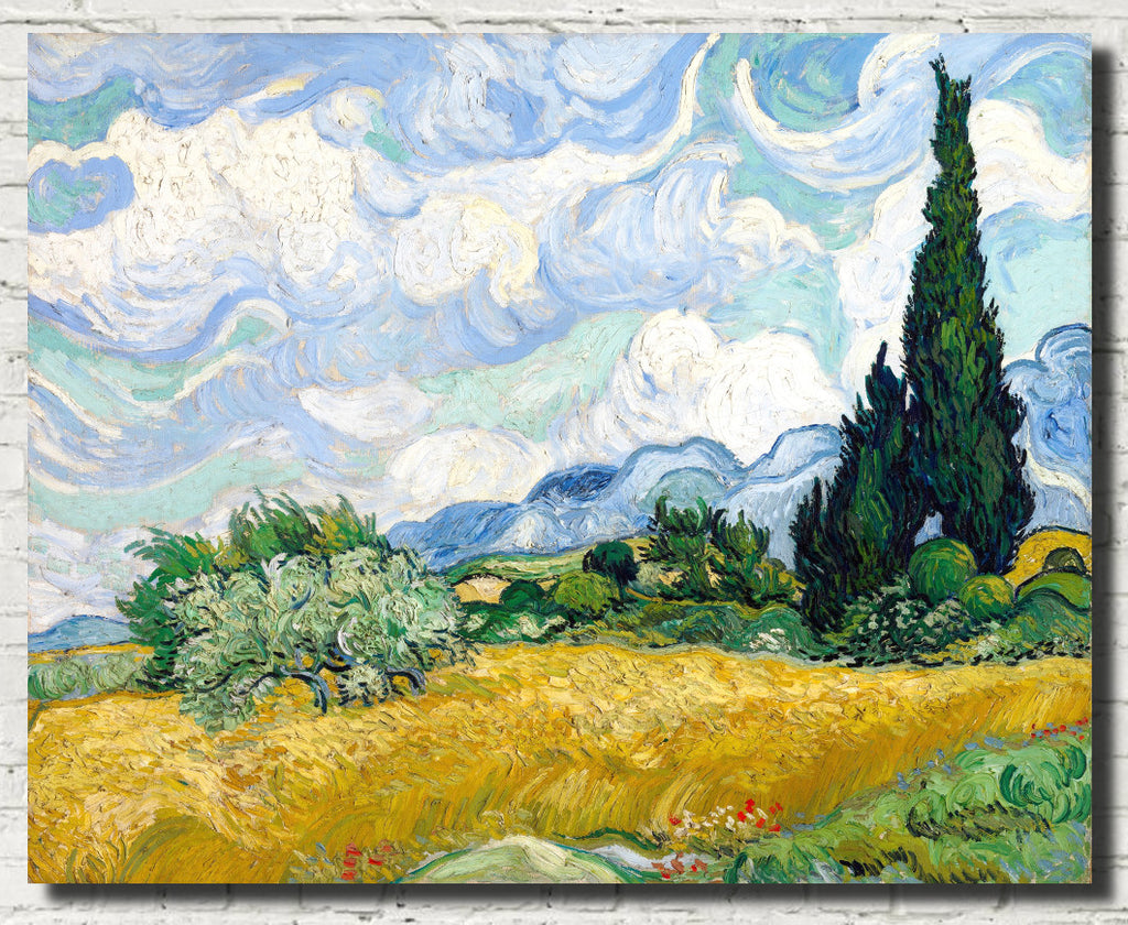 Vincent Van Gogh Fine Art Print, Wheat Field with Cypresses