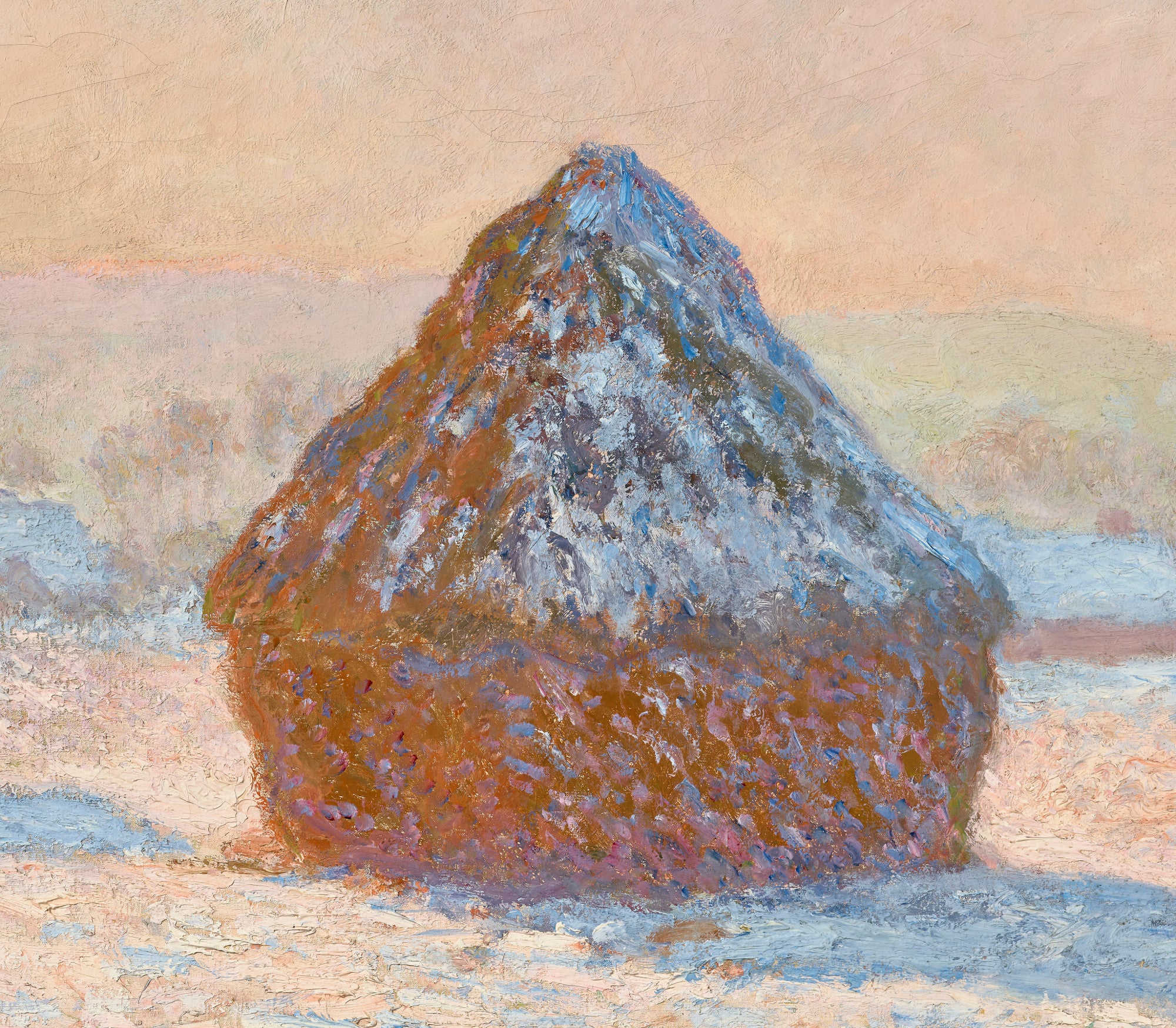 Claude Monet Fine Art Print, Wheatstacks, Snow Effect, Morning
