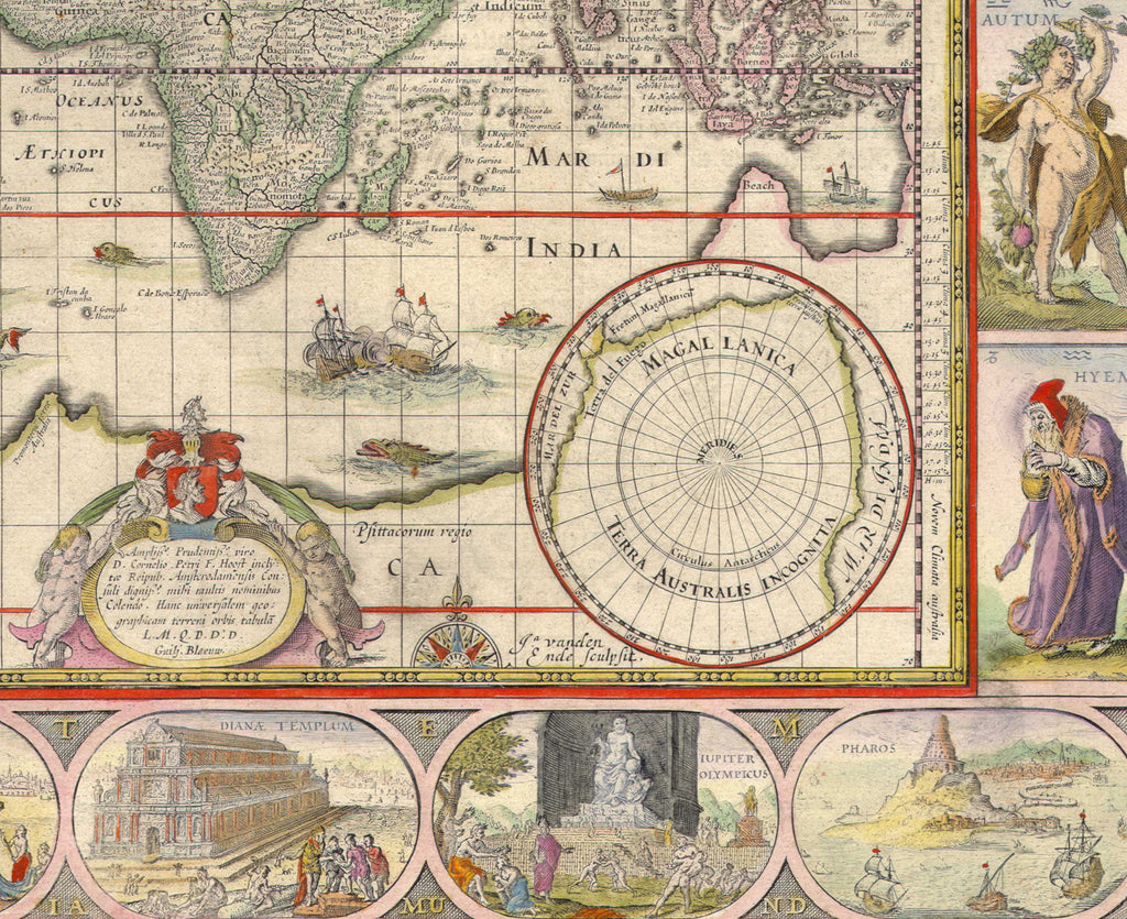 World Map 1635, Willem Blaeu - Nova totius terrarum orbis geographica ac hydrographica tabula 9564