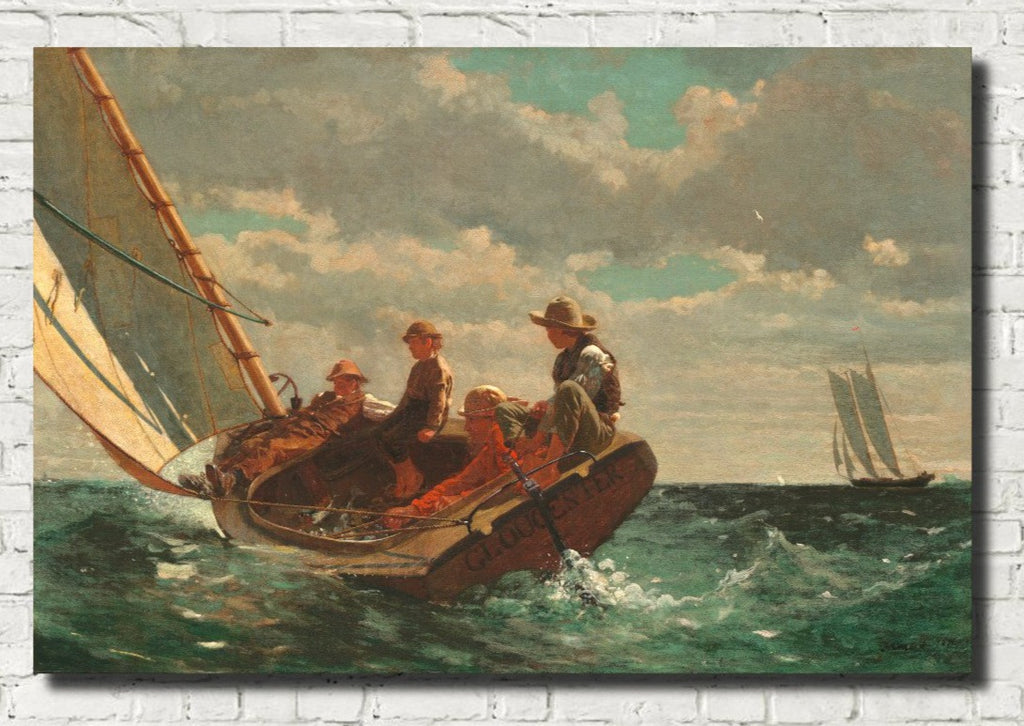 Winslow Homer Fine Art Print :  Breezing Up, Seascape Sailing painting