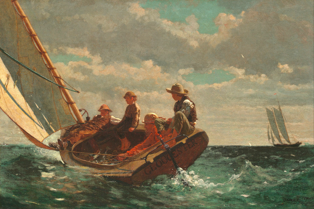 Winslow Homer Fine Art Print :  Breezing Up, Seascape Sailing painting