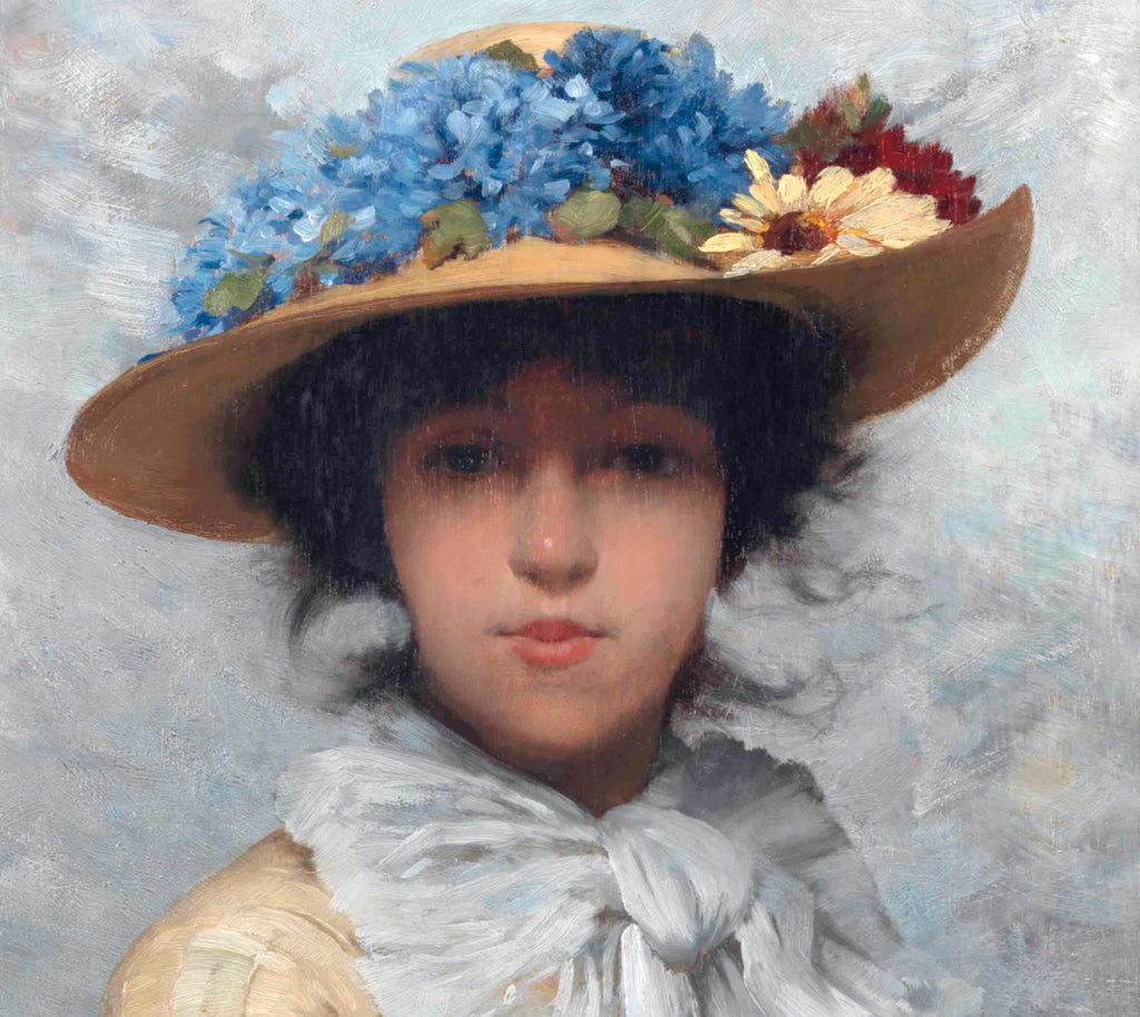 Charles Sprague Pearce Fine Art Print, Woman in white dress and straw hat
