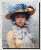 Charles Sprague Pearce Fine Art Print, Woman in white dress and straw hat