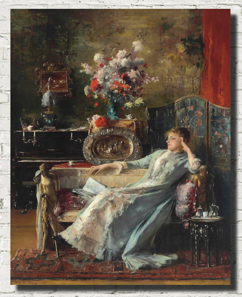 Mihály Munkácsy Fine Art Print, Woman sitting on Couch