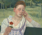 Mary Cassatt, Impressionist Fine Art Print : Woman with a Red Zinnia