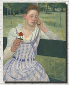 Mary Cassatt, Impressionist Fine Art Print : Woman with a Red Zinnia