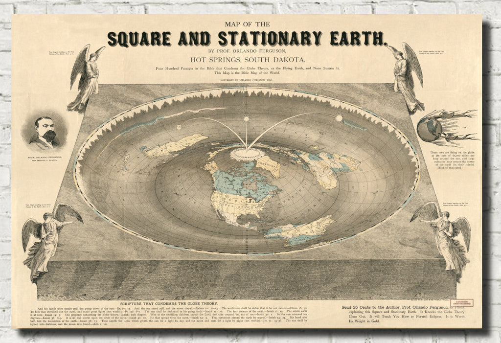 Square Stationary Earth Vintage Map Reprint