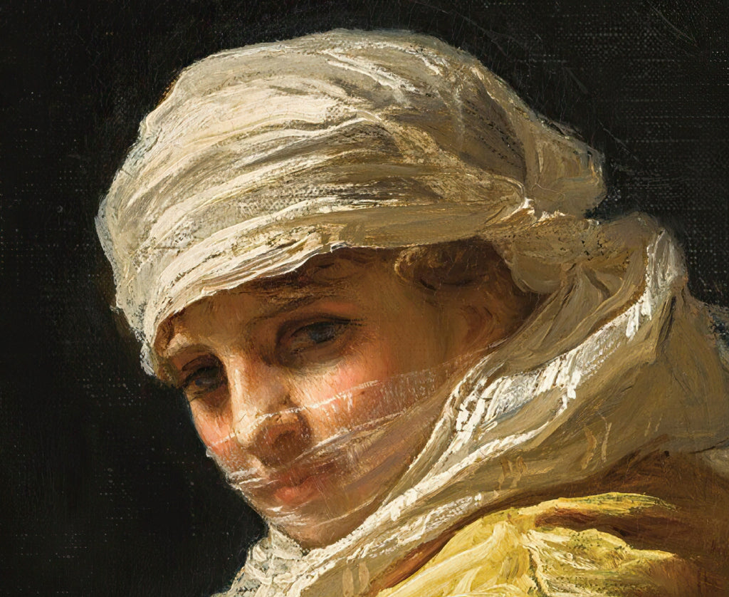 Young woman in a white turban, Frederick Arthur Bridgman Fine Art Print