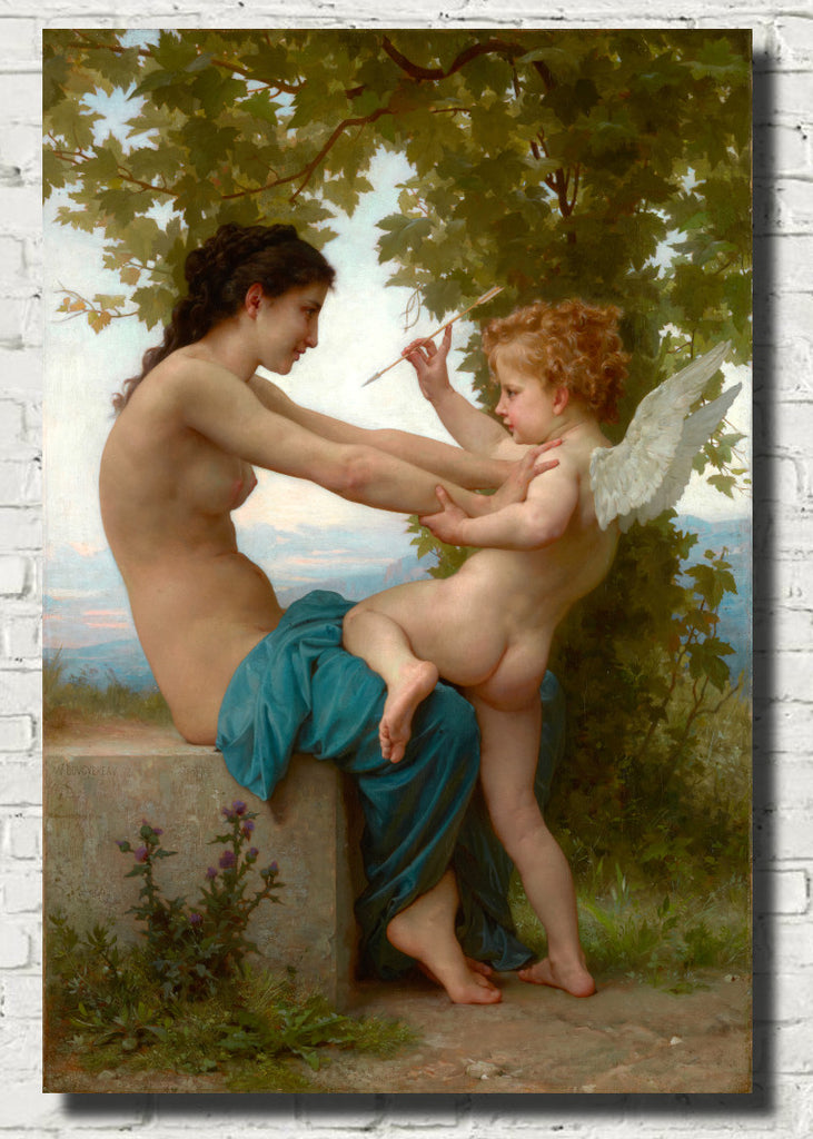 William-Adolphe Bouguereau, Fine Art Print : Young Girl Fighting Eros