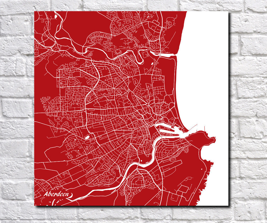 Aberdeen City Street Map Print Custom Wall Map - OnTrendAndFab