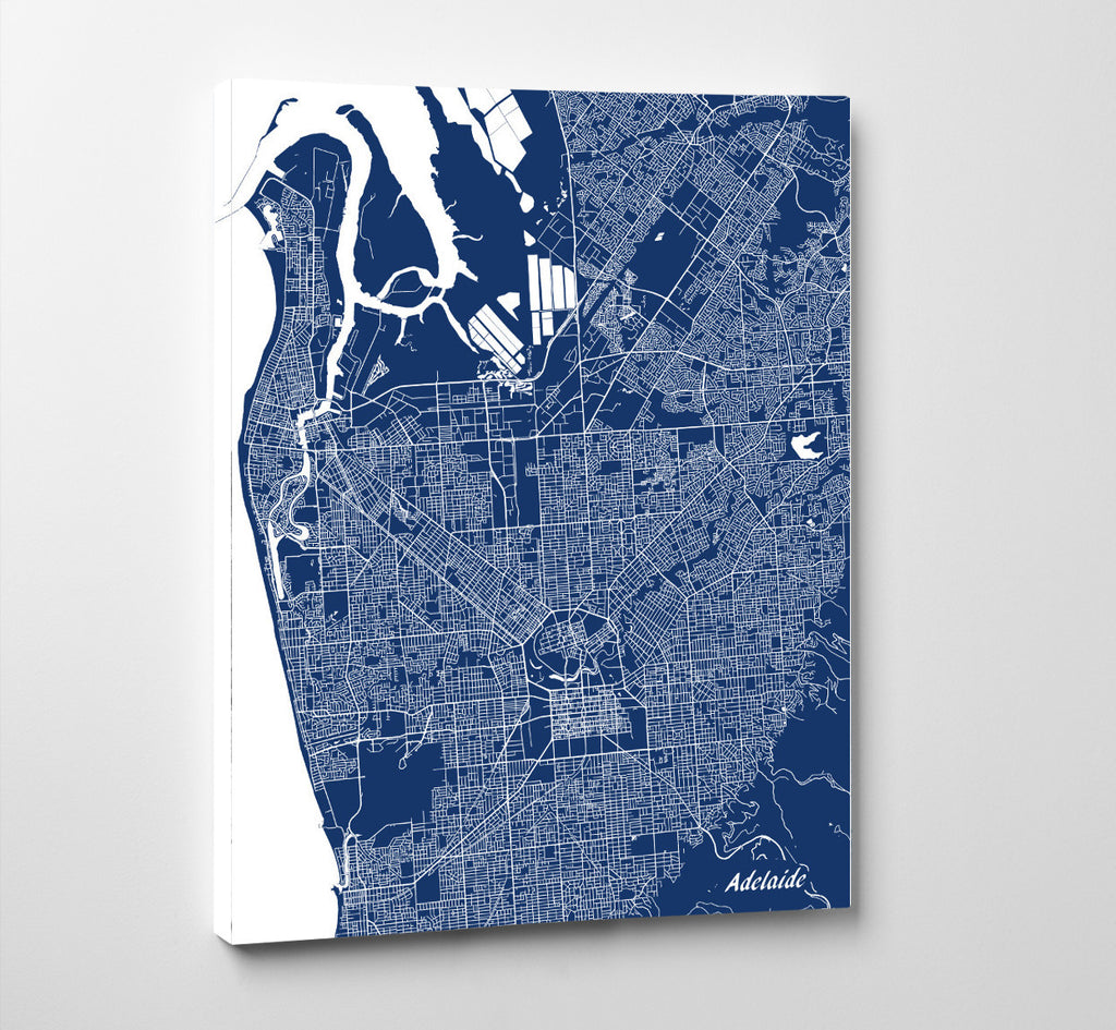 Adelaide City Street Map Print Feature Wall Art Poster