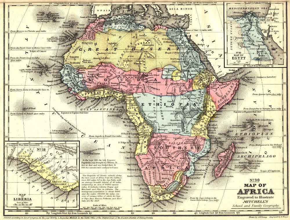 Africa Map Print Vintage Poster Old Map as Art - OnTrendAndFab