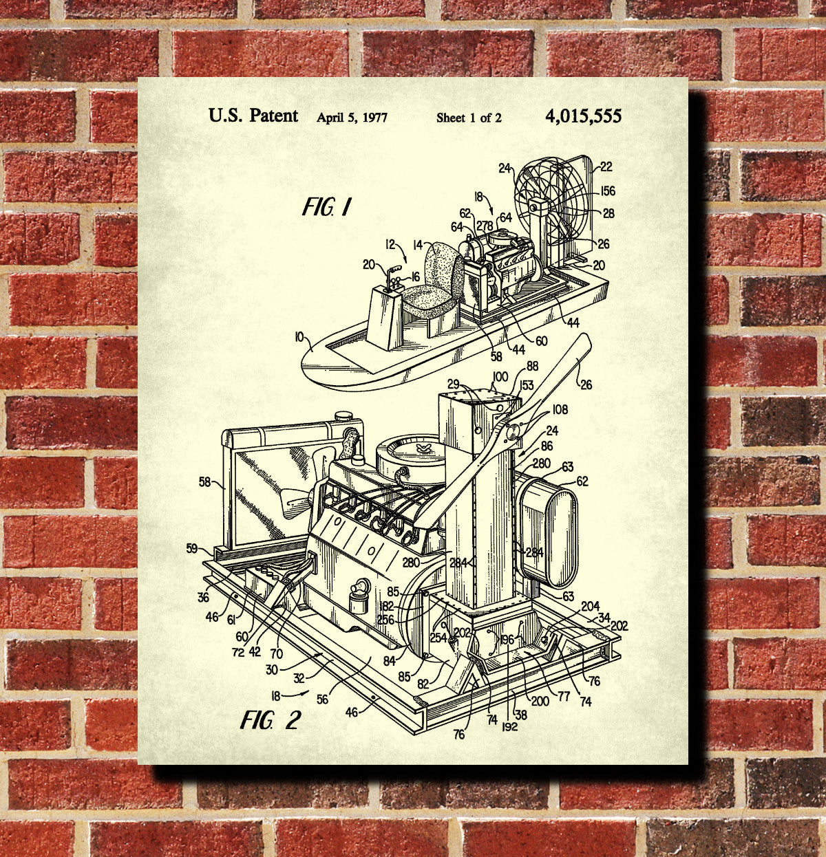 Airboat Blueprint Art Nautical Patent Print Sailing Poster