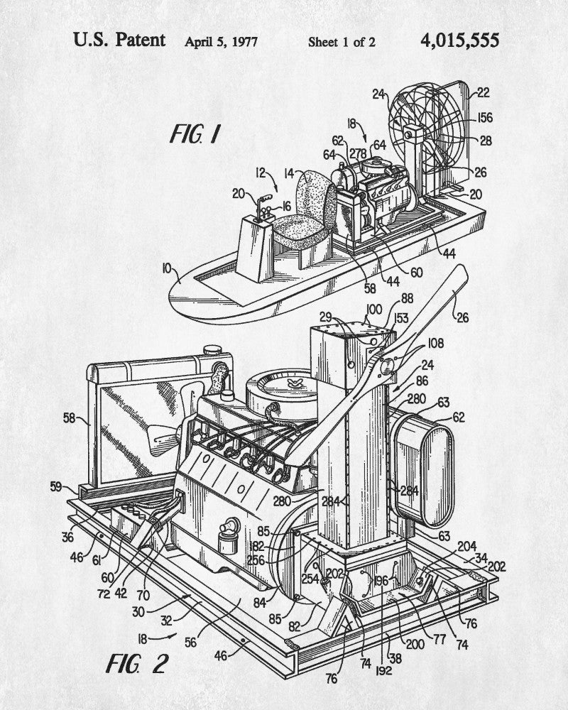 Airboat Blueprint Art Nautical Patent Print Sailing Poster