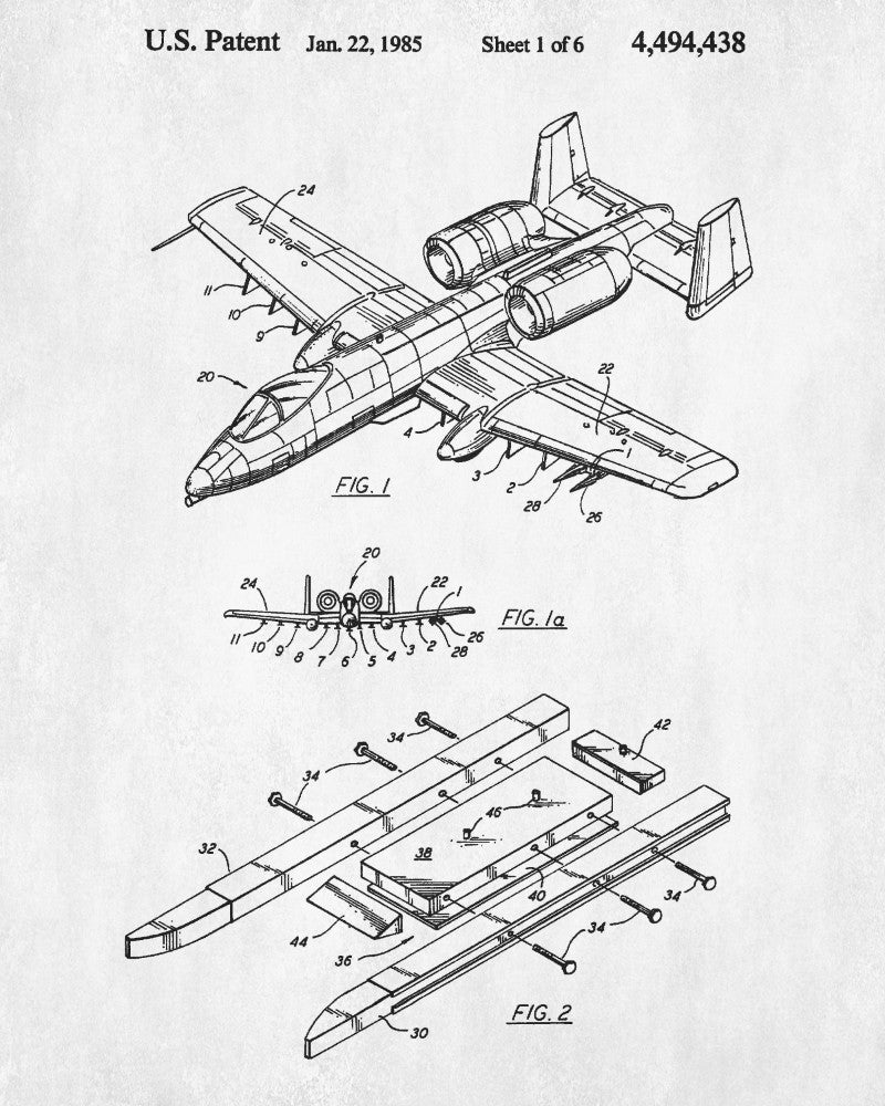 A10 Warthog Patent Print Aircraft Blueprint Flying Poster