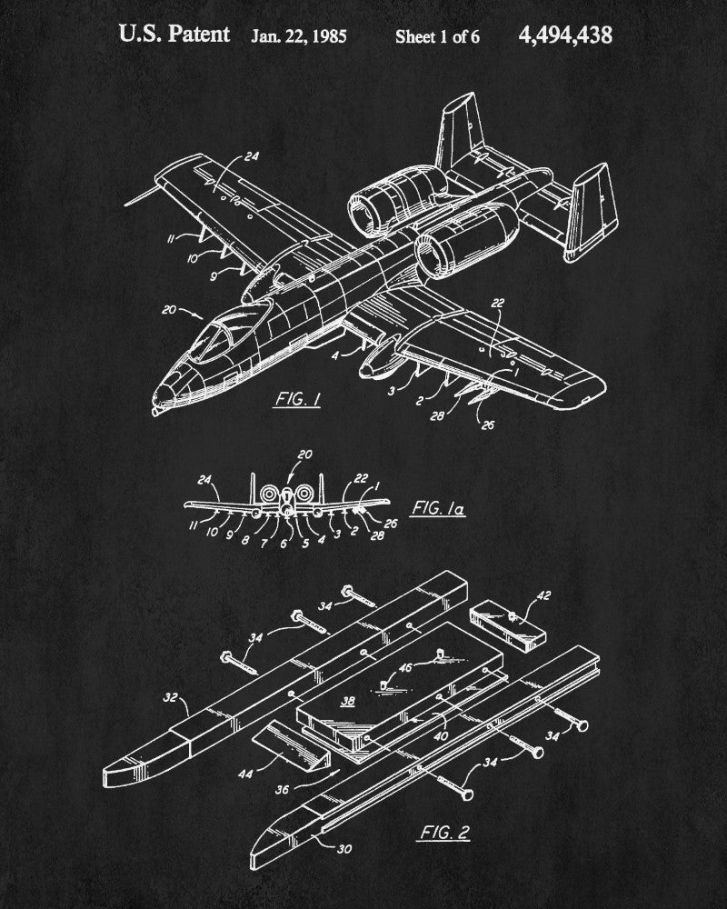A10 Warthog Patent Print Aircraft Blueprint Flying Poster