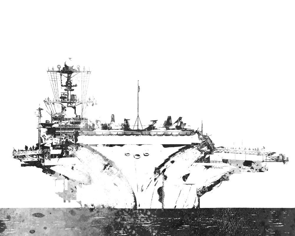 Aircraft Carrier Abstract Print, Naval Ship Poster, Nautical Wall Art
