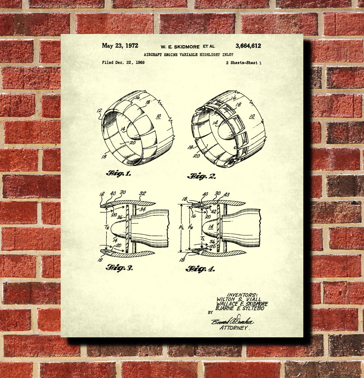 Jet Engine Blueprint Aircraft Patent Print Airplane Poster