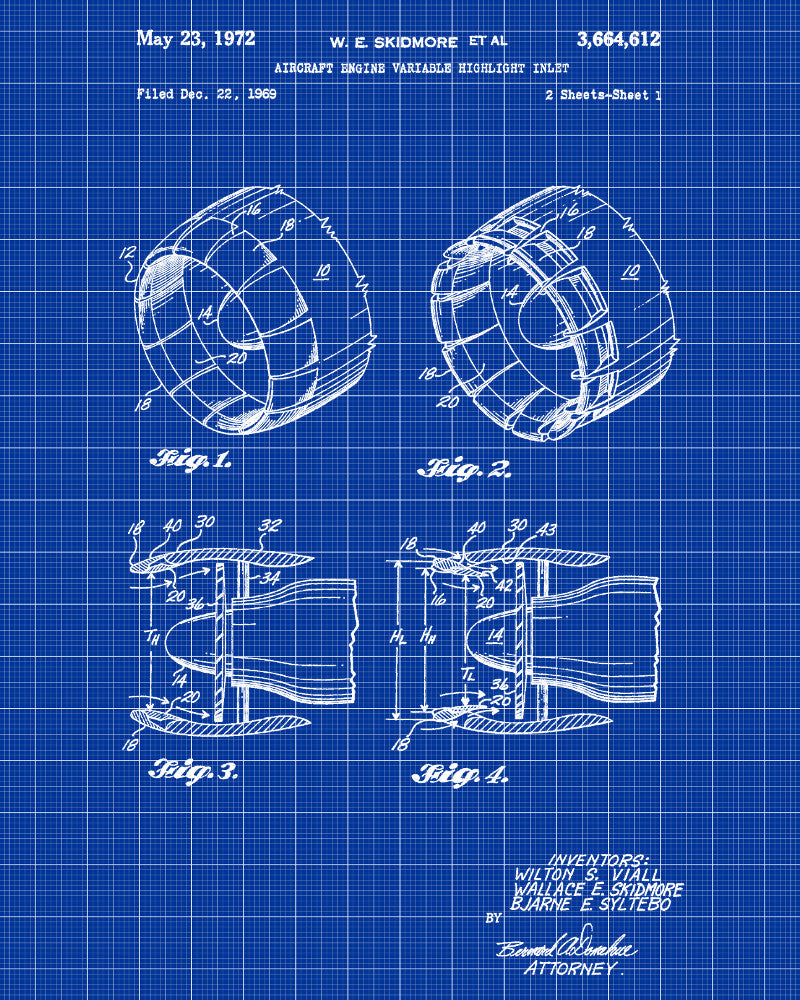 Jet Engine Blueprint Aircraft Patent Print Airplane Poster