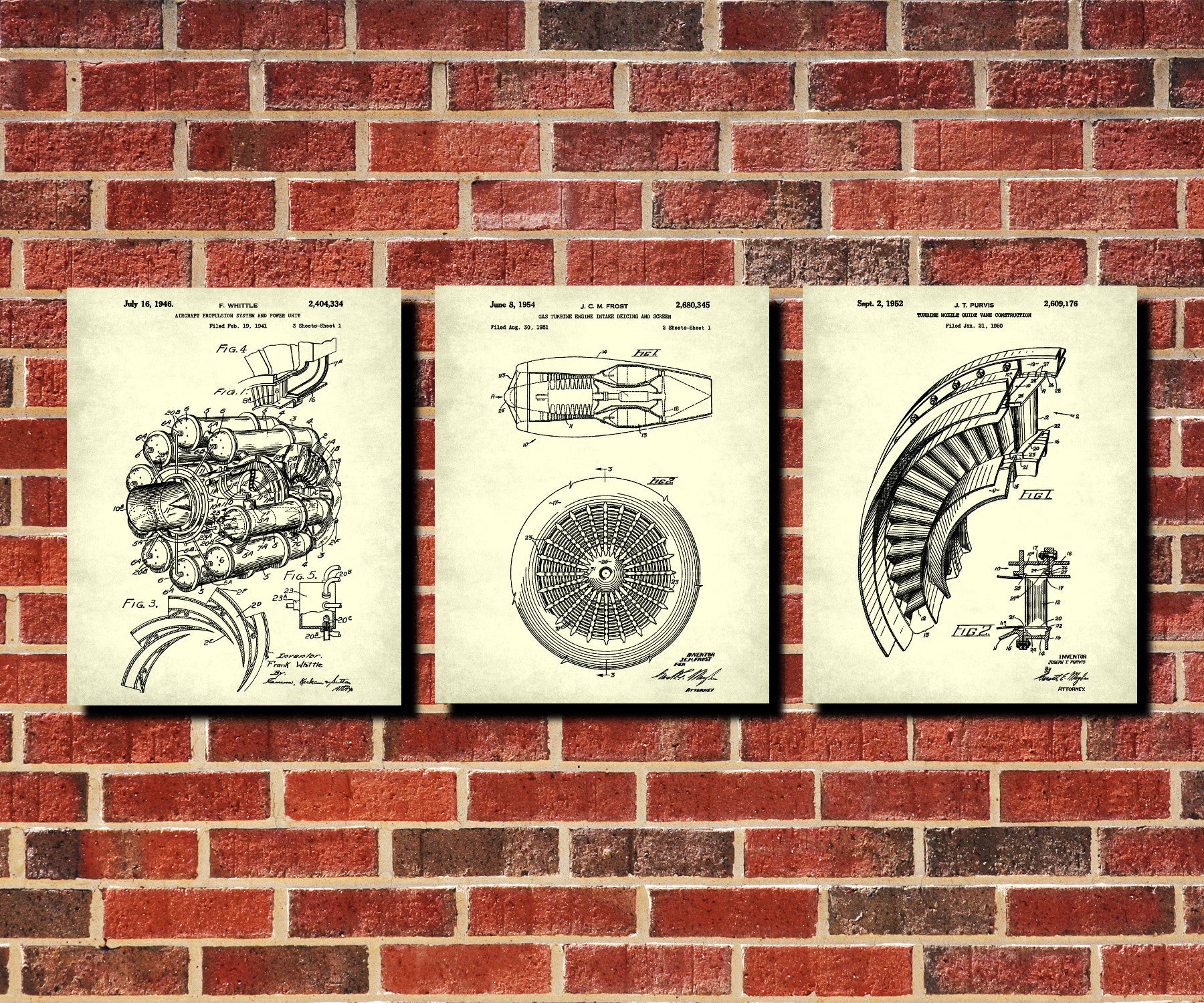 Aircraft Engine Patent Prints Set 3 Jet Engine Posters – GalleryThane
