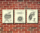 Aircraft Engine Patent Prints Set 3 Jet Engine Posters