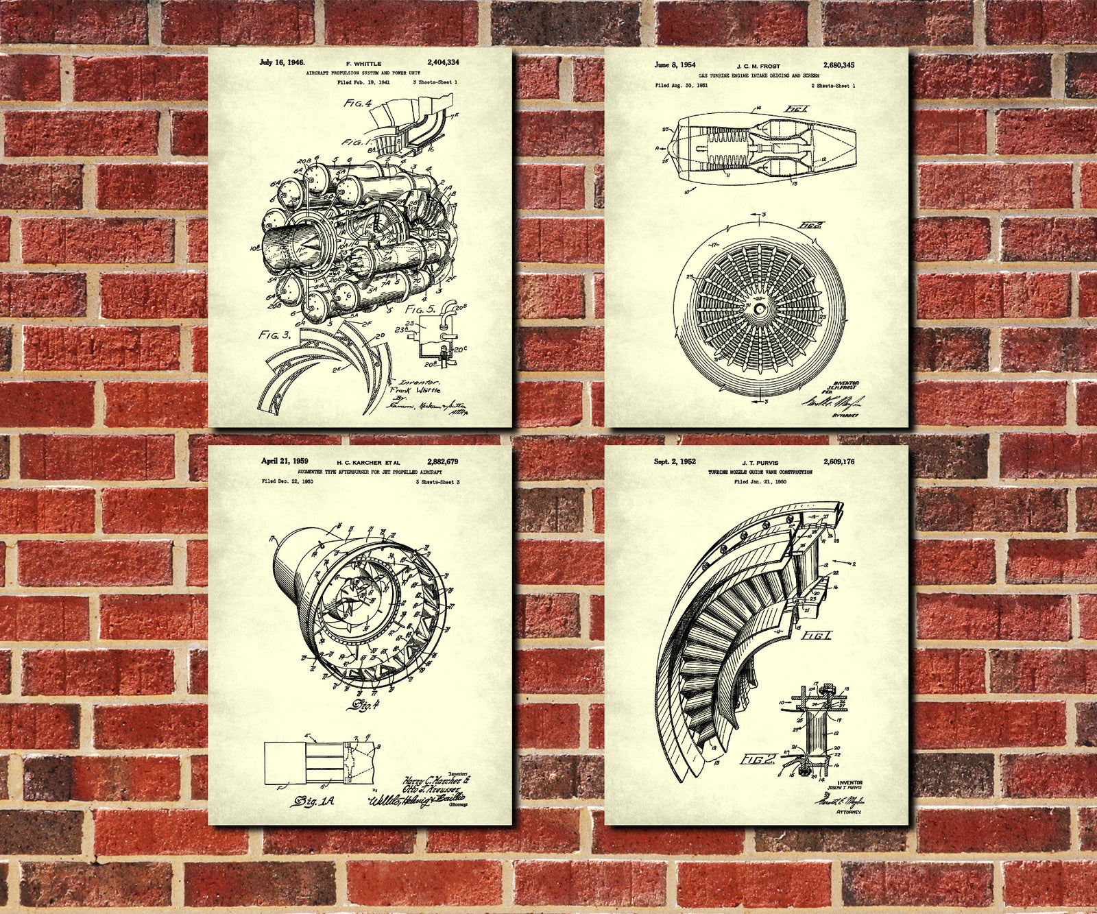 Aircraft Engine Patent Prints Set 4 Jet Engine Posters – GalleryThane