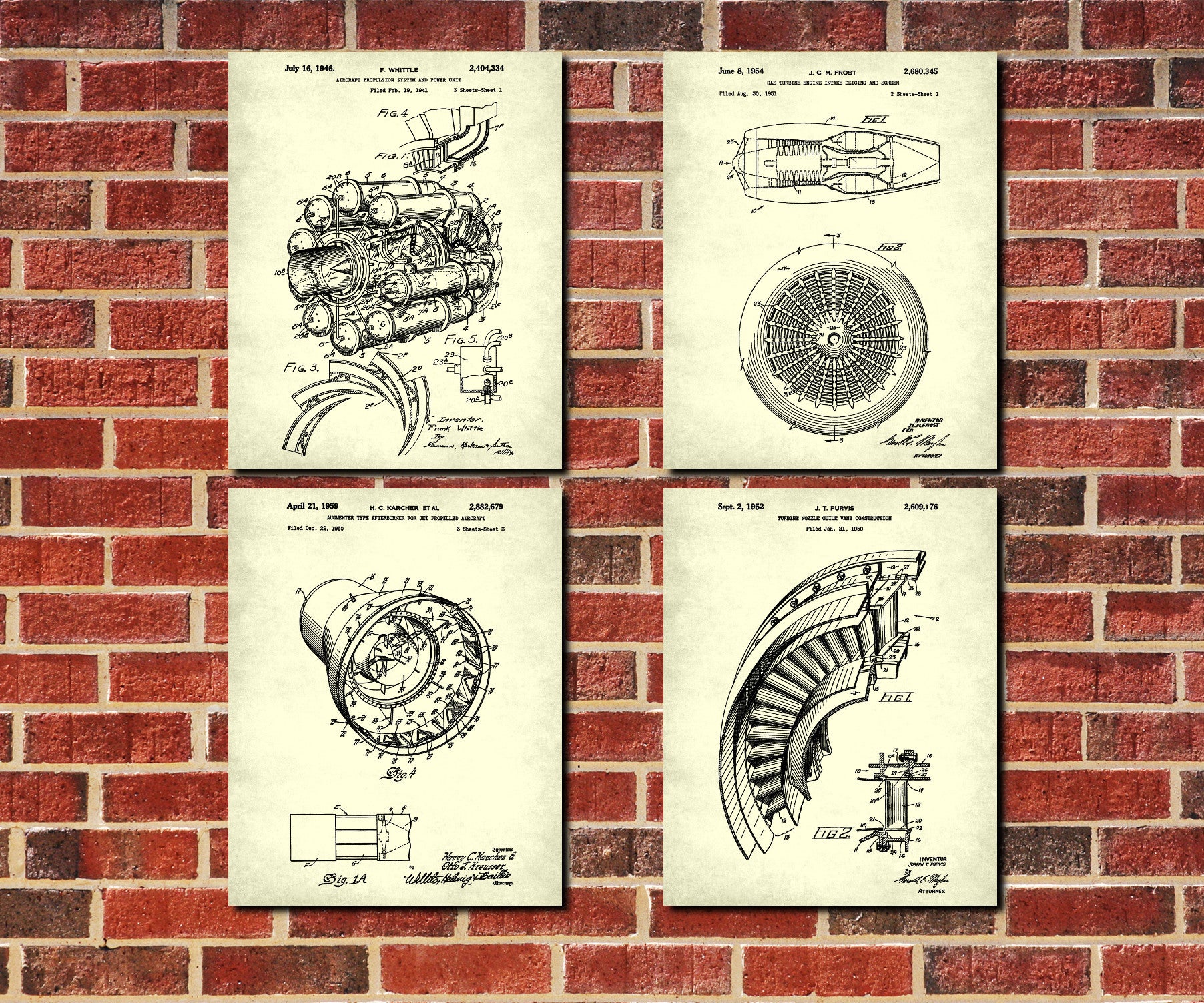 Aircraft Engine Patent Prints Set 4 Jet Engine Posters – GalleryThane
