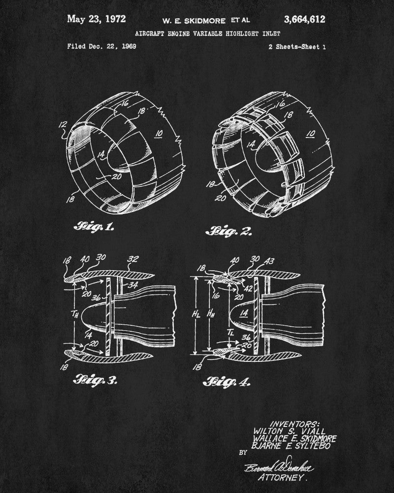 Jet Engine Blueprint Aircraft Patent Print Airplane Poster