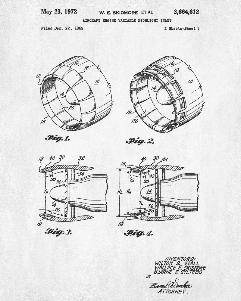Jet Engine Blueprint Aircraft Patent Print Airplane Poster