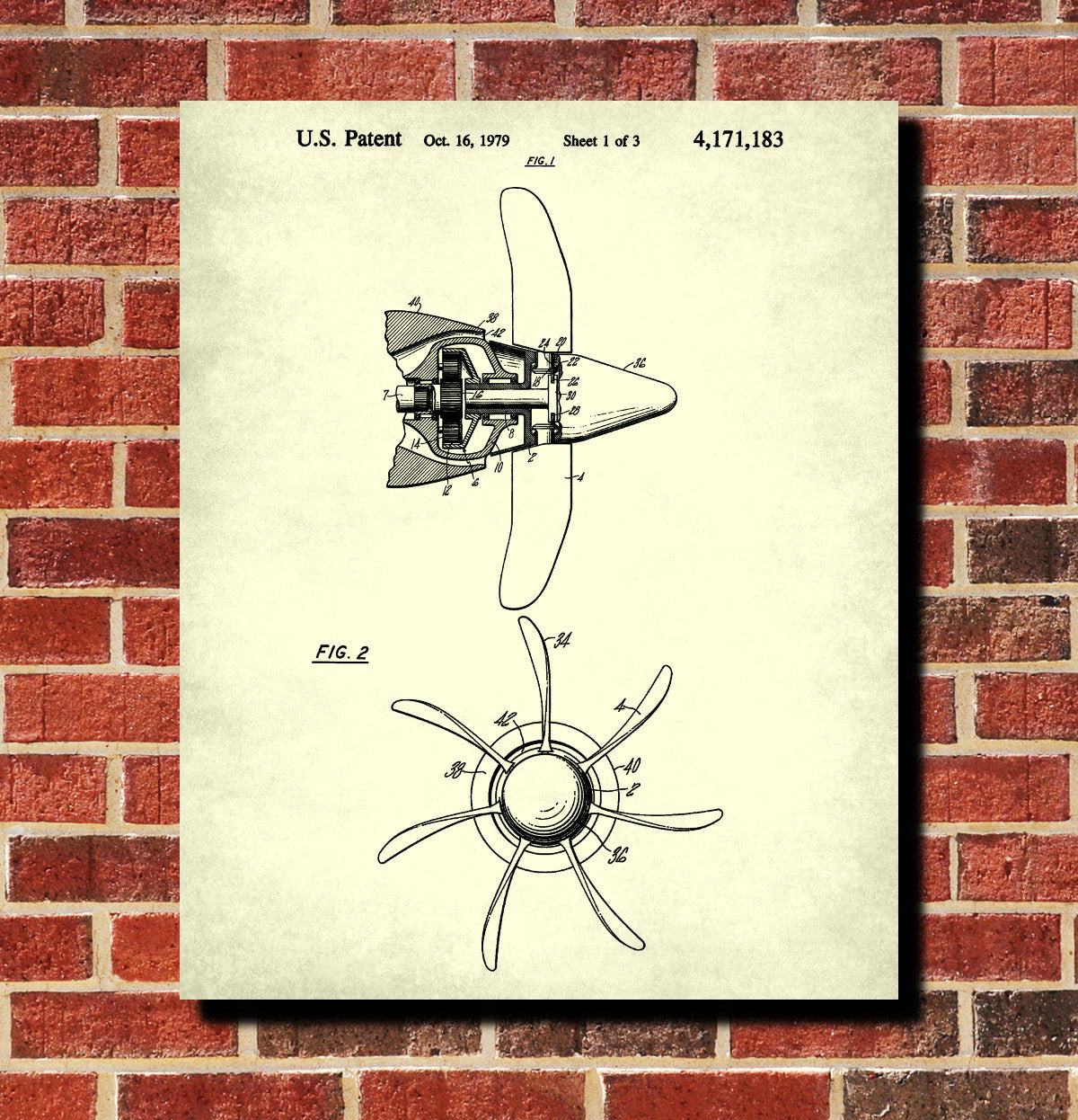 Aircraft Propeller Blueprint Aircraft Patent Print Airplane Poster